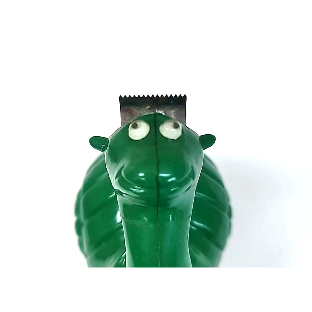 Vtg Kids Green Snail Tape Dispenser w/Wiggle Eyes-Retro Office Desk Accessory